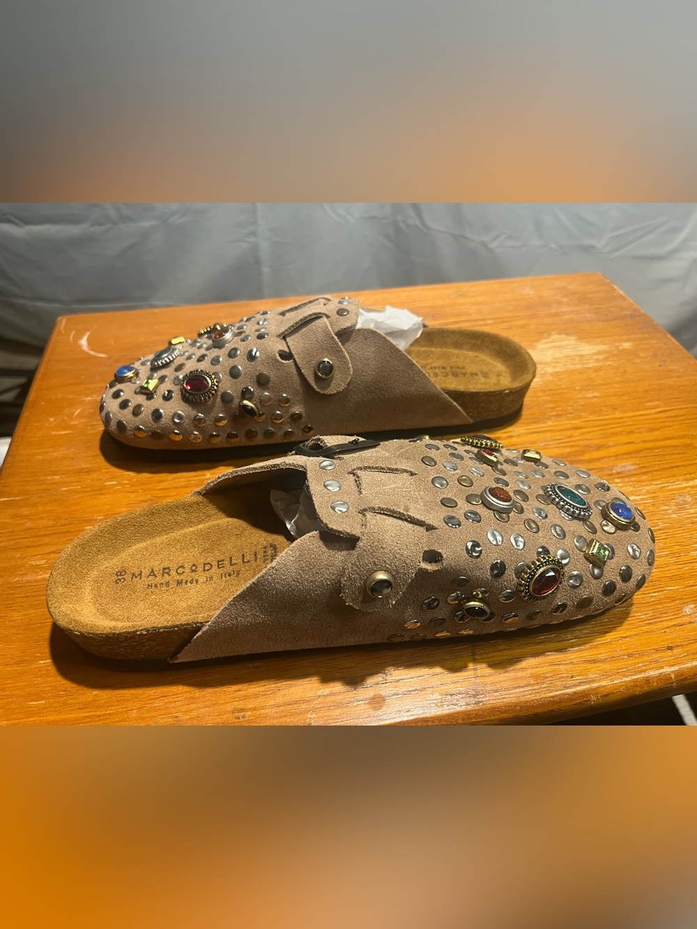Marco Delli Italian High-end Western & extensively detailed Suede Clogs SZ 38 - Picture 7 of 10